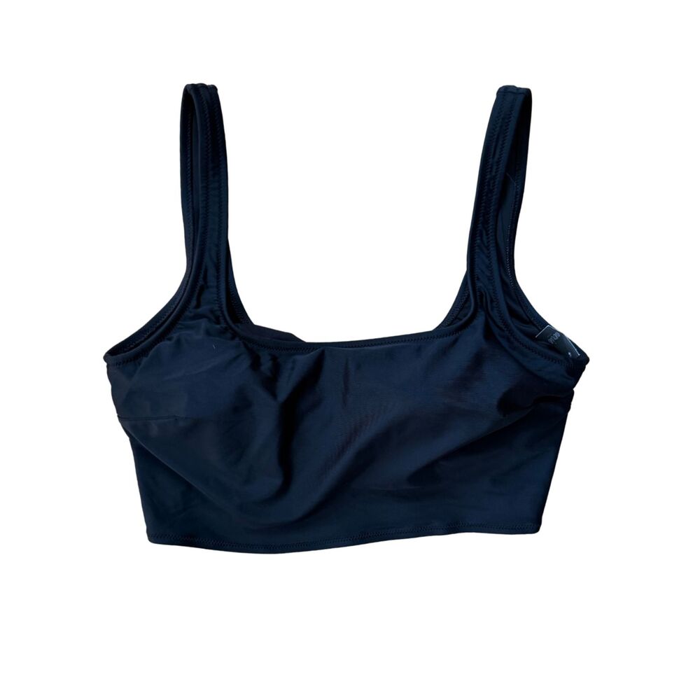 NWT Aerie Black Square Scoop Neck Back Scoop Swim Bikini Top Size XL Classic